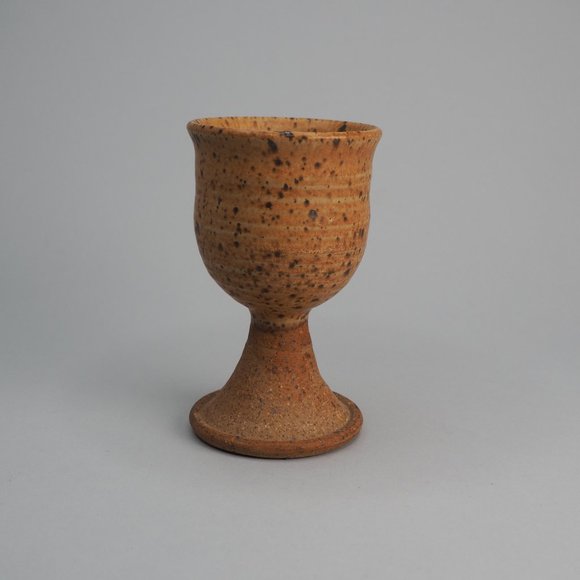 Vintage hand thrown earthenware wine goblet - Picture 1 of 8